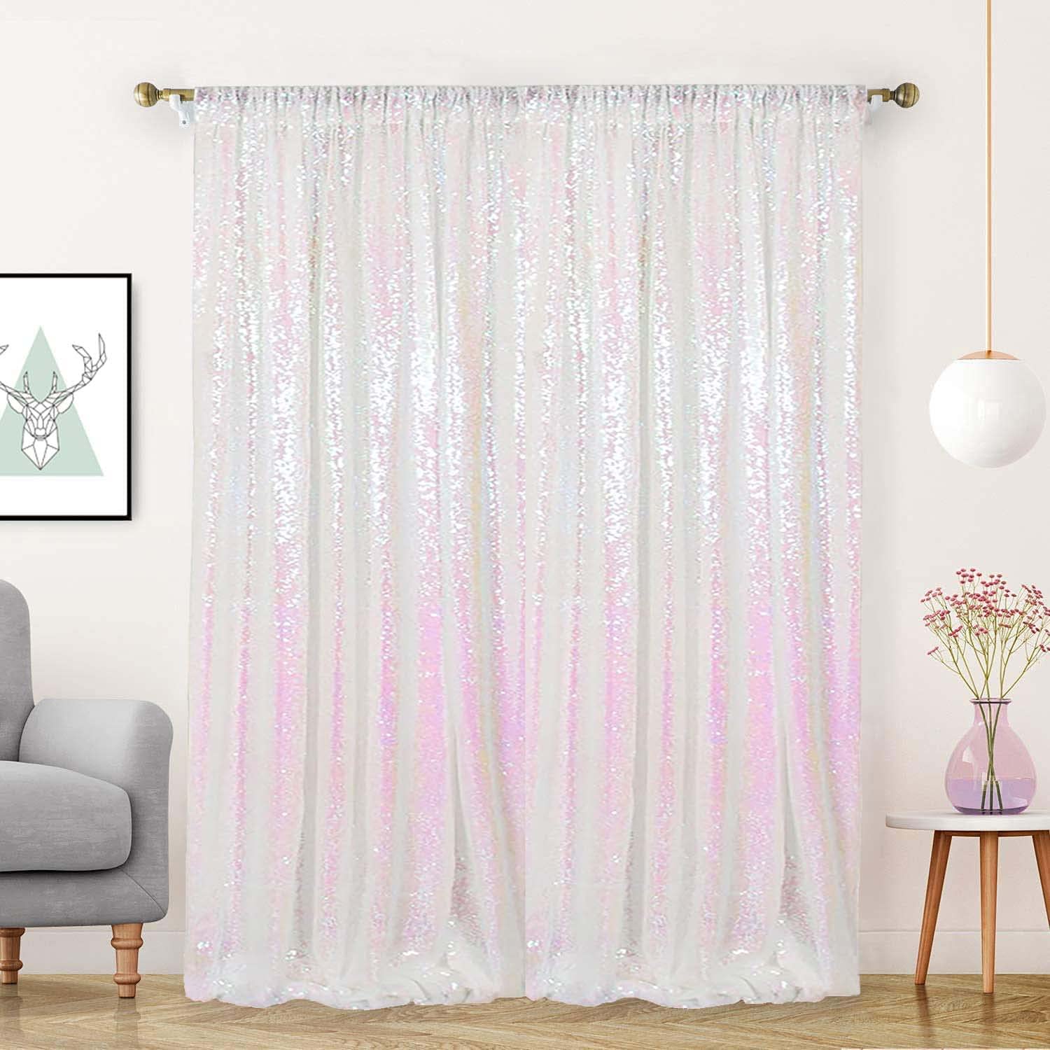 Photo 1 of TCBESTO Iridescent Sequin Backdrop Curtain 10FTx10FT 1 Panel Glitter Metallic Photography Background Drapes for Wedding Birthday Events Baby Shower Party Decorartion