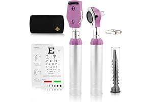 Zyrev Otoscope Oph Multi-Function Set - Otoscope/Opthalmoscope for Ear & Eye Examination - with Portable Carry Case, Sight Chart, Replacement Tips (Purple)