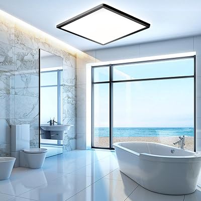 MLOQI 36W LED Bathroom Ceiling Light IP44 5000K Daylight White Black Edge