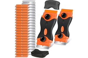 NALISENCE Razor Blade Scraper Tool - Razor Scraper with 40 Metal & Plastic Blades, Sticker Cleaning Remover for Paint, Decal, Adhesive, Label & Caulk, Glass Scraper for Window, Cooktop, Oven & Stove Top