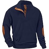 UNQPJUS Men's Fashion Corduroy Sweatshirt Long Sleeve Button-Down Shirt Stand Collar Pullover Sweater