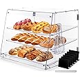 Old Canal Bakery Display Case, Pastry Display Case countertop 3 Tier Tray, Acrylic Clear Boxes for Bread Pastry Desserts Food Cookie, Display Cabinet Box for Baking Enthusiasts, 20.86 x 17.3 x 16.5 in