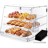 Old Canal Bakery Display Case, Pastry Display Case Countertop 3 Tier Tray, Acrylic Clear Boxes for Bread Pastry Desserts Food Cookie, Display Cabinet Box for Baking Enthusiasts, 20.86 x 17.3 x 16.5 in