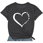 COMIZI Nurse Shirts for Women School Nurse Stethoscope Heart Print Tshirt Nursing Week Tee Tops