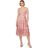 Adrianna Papell Womens Floral Embroidery Midi Dress