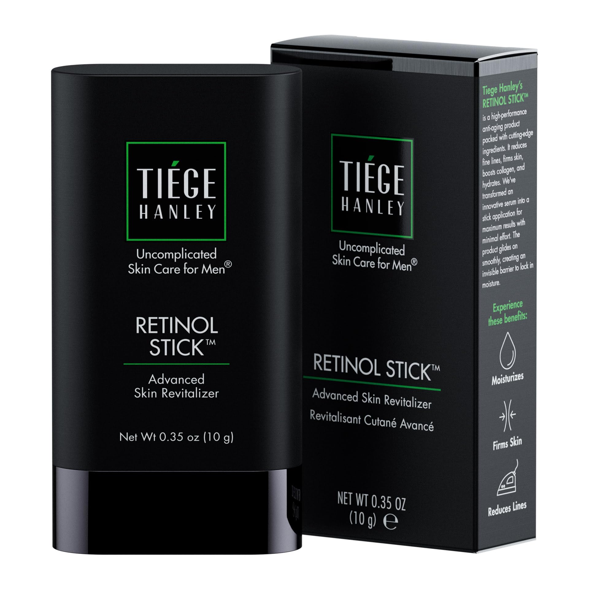 Tiege Hanley Retinol Stick for Men - Anti-Aging Retinol Stick with Hyaluronic Acid & Niacinamide for Fine Lines, Dark Circles, & Wrinkles - Firms Skin & Improves Collagen Production