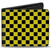 Buckle-Down Men's Standard Wallet, Bifold, Checker Black Neon Yellow, Vegan Leather, 4.0" x 3.5"