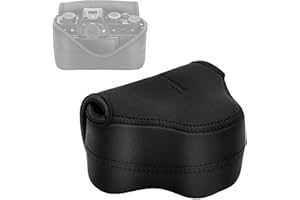 FOTASY JJC Black Ultra Light Neoprene Camera Case for Fuji X-E4 X-T30 II X-T100 X-T30 X-T20 X-T10 with Short Prime Lens, 18mm F1.4, 27mm F2.8, 35mm F2 Lens, Pouch Bag Compatible with Fujifilm X100V