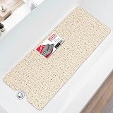 Asvin Extra Long Non Slip Shower Mat 40x120cm Beige Loofah Rubber view 1