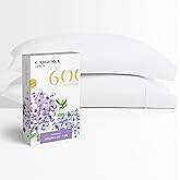 Carressa Linen 100% Egyptian Cotton King Size Pillow Cases Set of 2 - Luxury 600 Thread Count King Pillowcases (White), Silky Soft, Cooling, Breathable Sateen Weave Hotel Quality Bed Pillow Cover