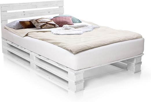 Paletti Duo Massivholzbett Palettenbett Inklusive Kopfteil 140 X 200 Cm Fichte Weiss Amazon De Kuche Haushalt