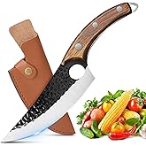 ZENG Butcher Knife Hand Forged Boning Knife with Sheath Viking Style, High Carbon Steel Japanese Chef Knife Meat Cleaver Knife for Kitchen, Camping, Outdoor, BBQ