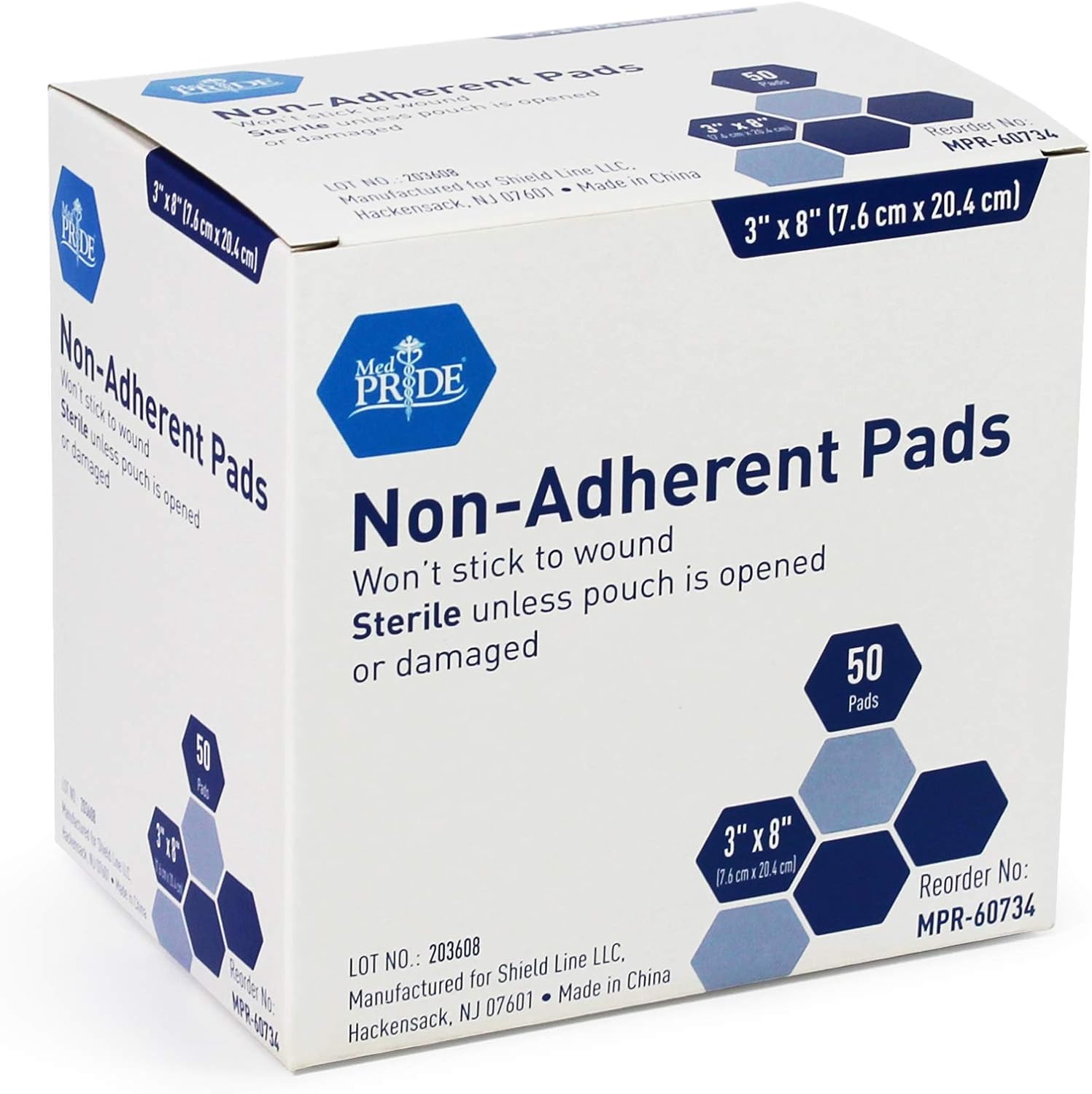 Medpride Sterile Non-Adherent Pads| 100-Pack, 2” x 3”| Non-Adhesive Wound Dressing| Highly Absorbent & Non-Stick, Painless Removal-Switch| Individually Wrapped for Extra Protection: Health & Personal Care