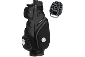 Shopsource Golf Cart Bag, 14 Way Molded Lock Top Club Bag with Full-Length Dividers, Silence Cart Bags for Men with Handles Ergonomic Padded Strap, Rain Hood