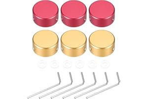 MECCANIXITY 6 Pcs Footswitch Toppers Guitar Pedal Button Caps Metal Footswitch Top Cover 3/8" for Guitar Effects Pedal Button