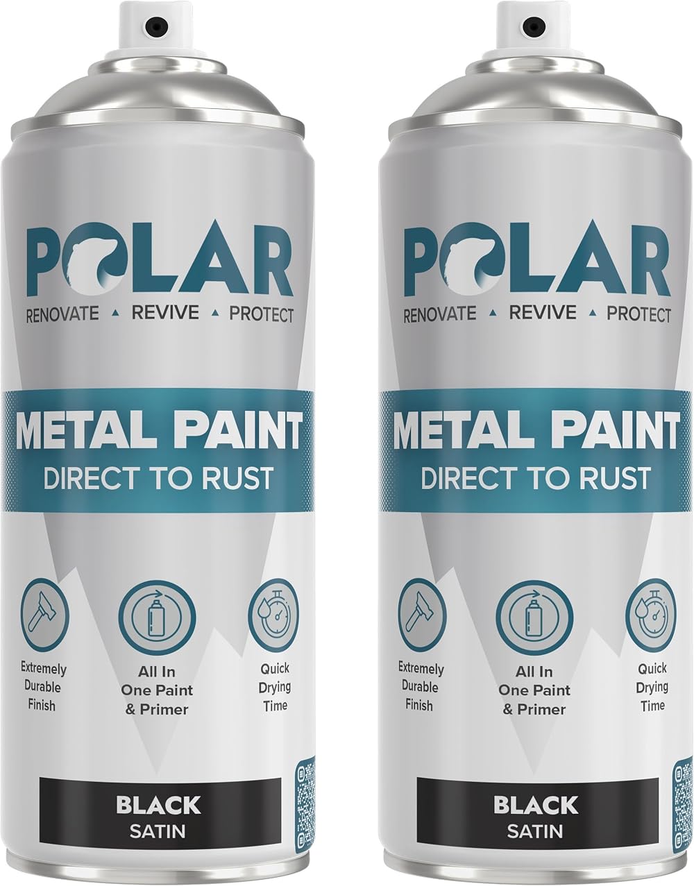Polar Direct to Rust Metal Spray Paint 2x400ml Satin Black All-in-One Primer