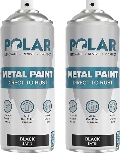 Polar Direct to Rust Metal Spray Paint 2x400ml Satin Black All-in-One Primer