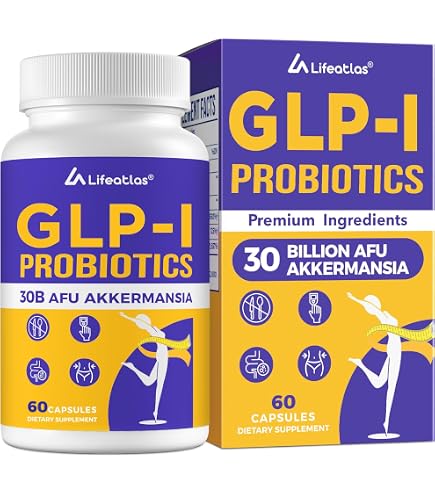 Lifeatlas GLP-I Supplement Probiotic | GLP-I with 30 Billion AFU Akkermansia Probiotic, Akkermansia Probiotics for Women and Men, Daily GLP-I Supplement, 1 Pack
