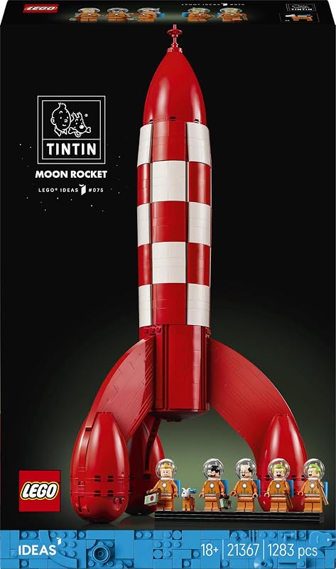 Ideas Die Mondrakete von Tintin - Raumschiff Modellbau für Erwachsene - Set zum Ausstellen mit 5 Minifiguren und der Hundefigur Struppi für DIY Deko - Geschenkidee für Fans - 21367 — Foto 7 von 8