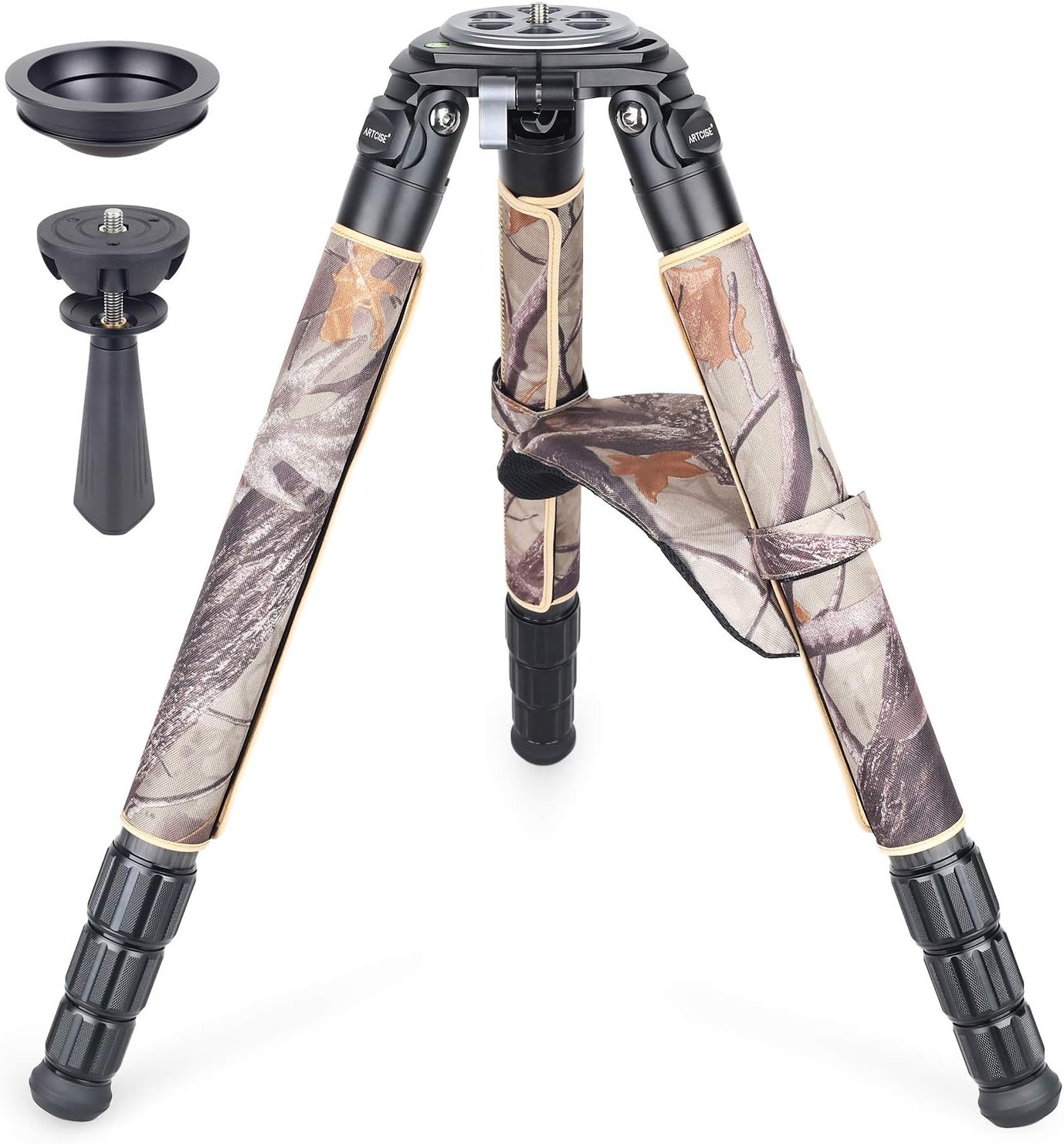 Carbon Fiber Bowl Tripod, ARTCISE AS90CG Camouflage Heavy Duty Bowl