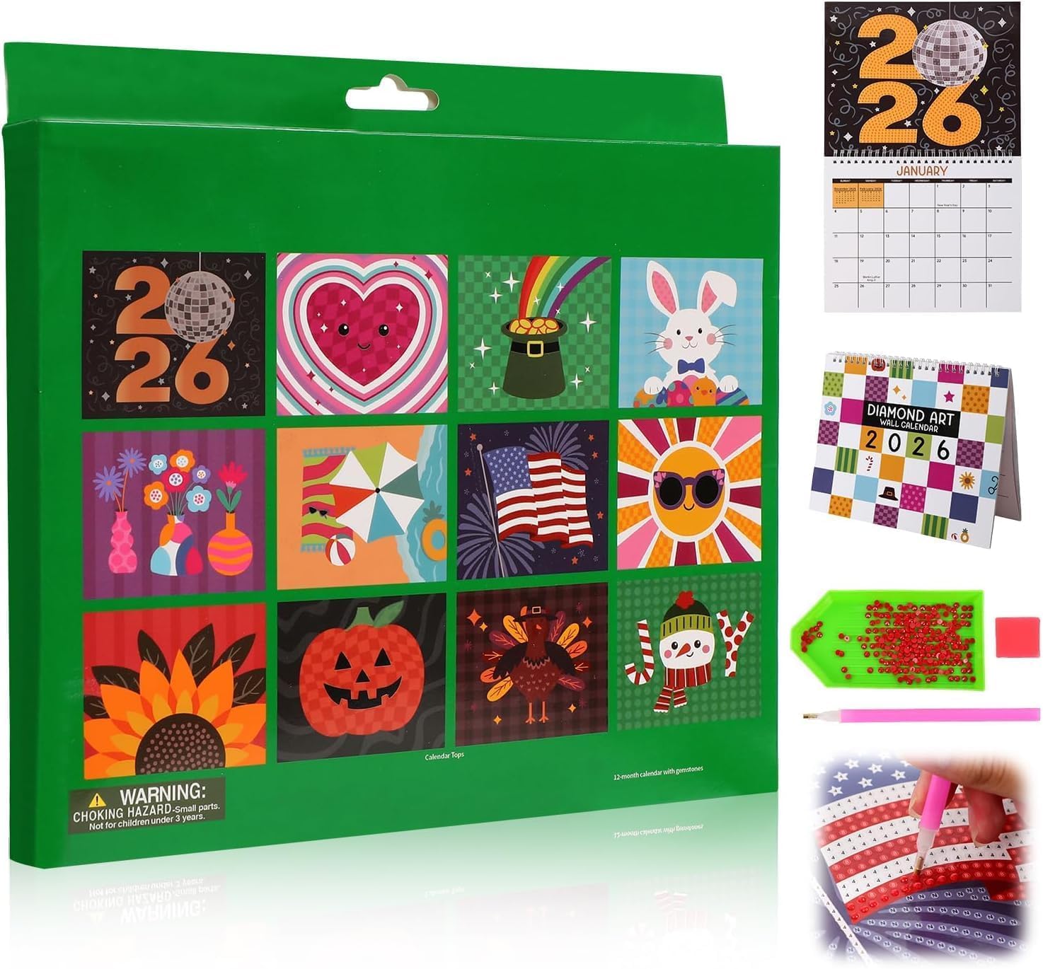 Photo 1 of **PACK OF 2**Diamond Art Calendar, DIY Diamond Art Wall Calendar 2026, Diamond Art Calendar 2026, 12-Month Flip Wall Calendar with To Do List, Diamond Calendars 2026 for Home Office Decoration