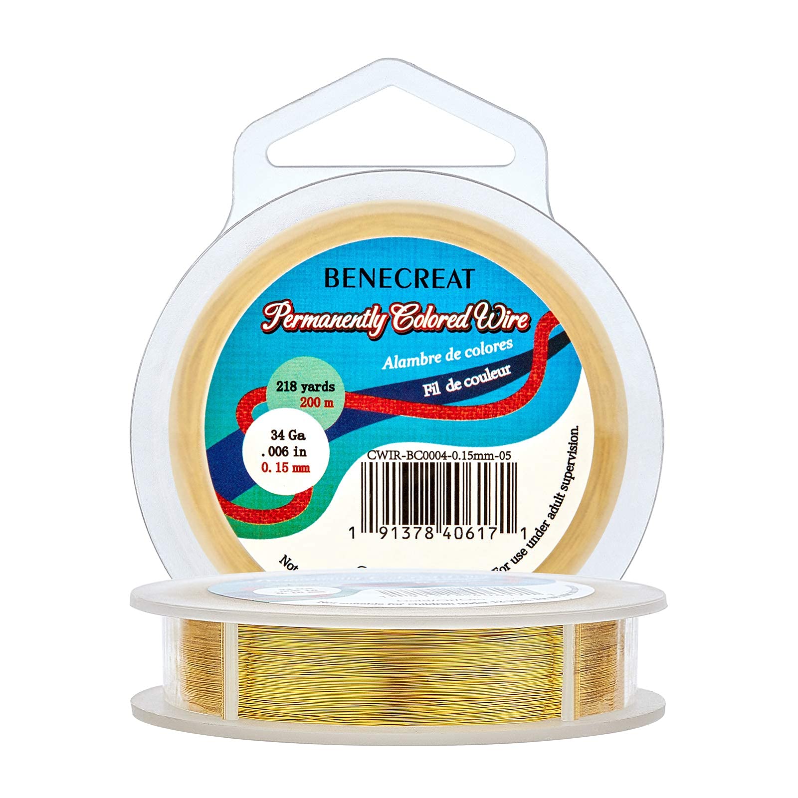 BENECREAT 0.15mm(34Gauge) Tarnish Resistant Copper Wire 200m Gold Jewelry Beading Wire for Crafts Beading Jewelry Making