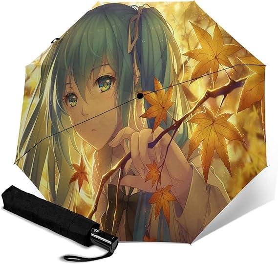 Amazon Co Jp 自動三つ折り傘 アニメ Vocaloid 自動三つ折り傘 8骨無地三つ折り傘 ボタンスイッチ 高密度防水耐久性のある高級感 防風ユニセックス日焼け防止傘自動スイッチ折りたたみ傘を運ぶのは簡単 服 ファッション小物
