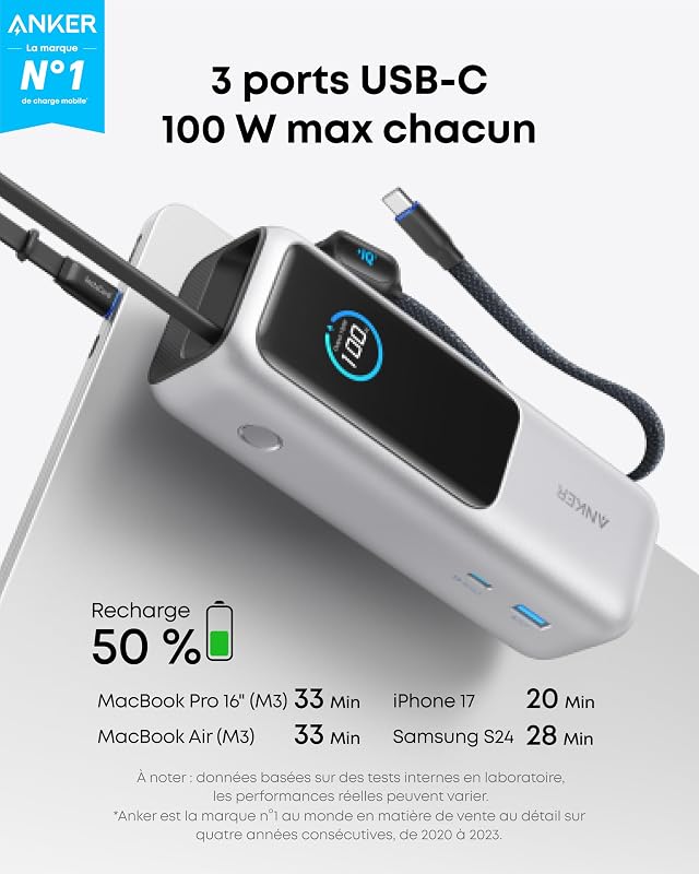 Batterie Externe 25000mAh 165W pour Ordinateurs Portables