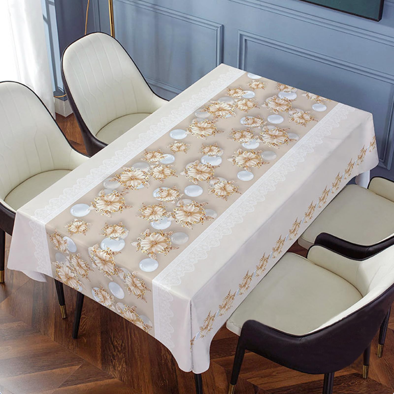 Aeici Wipeable Tablecloths Rectangular, Table Cloth Party Flower Waterproof Cover Stain Resistant 140x180cm
