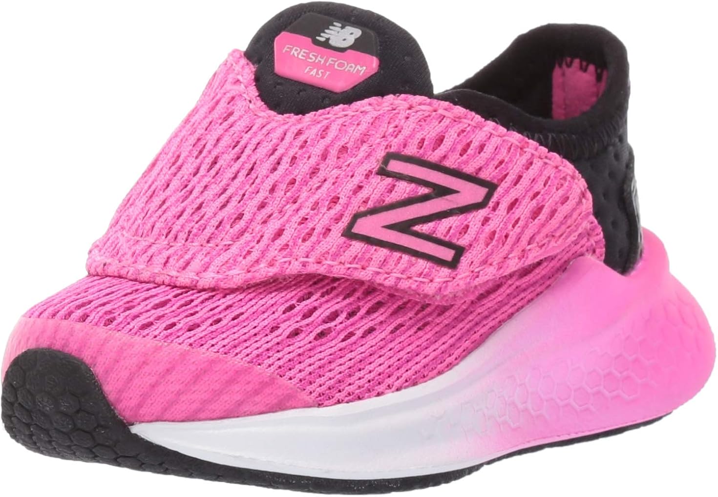 new balance kid's fresh foam fast v1 hook and loop running shoe