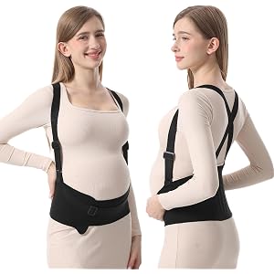 Paskyee 3-in-1 Pregnancy Belly Band – Adjustable Maternity Support Belt | Detachable shoulder & belly straps, 5 hot-pressed s