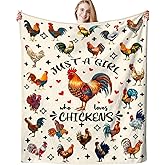 Chicken Blanket Gifts for Girls Women Funny Chicken Throw Blankets Soft Flannel Rooster Blanket for Chickens Lovers Kids Adults Girls Women 50"x40"
