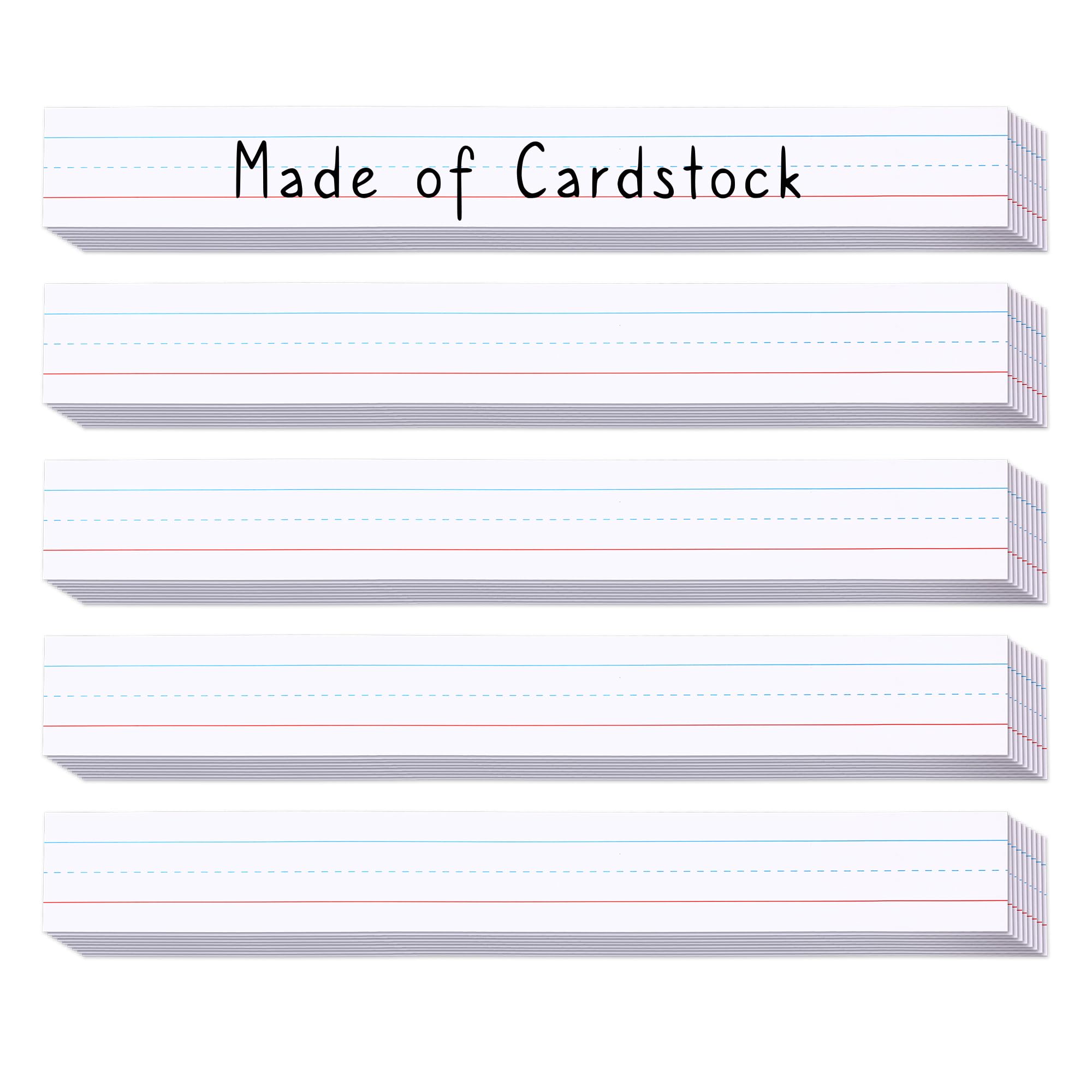 Photo 1 of Chell White Sentence Strips Cardstock 3” x 24”, Thick Ruled Word Writing Paper for Teacher Supplies, Classroom and Home, Pack of 100