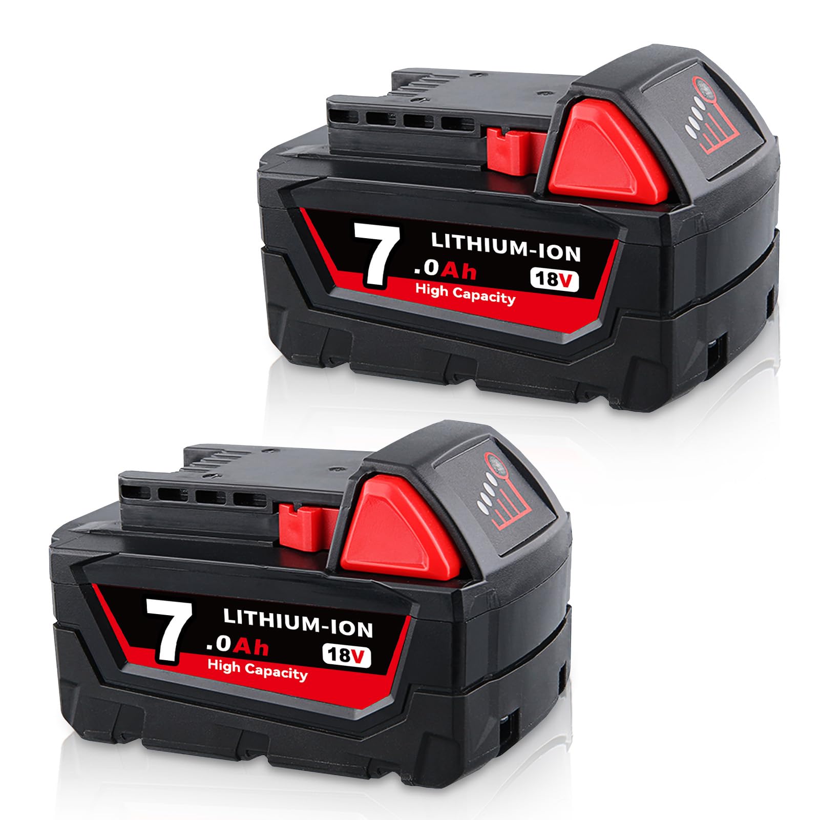 Photo 1 of 2 Pack 7000mAh Replacement for Milwaukee 18V Battery Lithium ion 48-11-1850 48-11-1820 48-11-1840 48-11-1828 48-11-1860 Compatible with Milwaukee 12-18V Charger