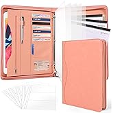 Sbrinnaliao 3-Ring Padfolio Portfolio Binder Organizer,PU Leather Folder Binder Business Planner Notebook Zippered Portfolio for Women/Men with Document Sleeve,Letter/A4 Size Clipboard