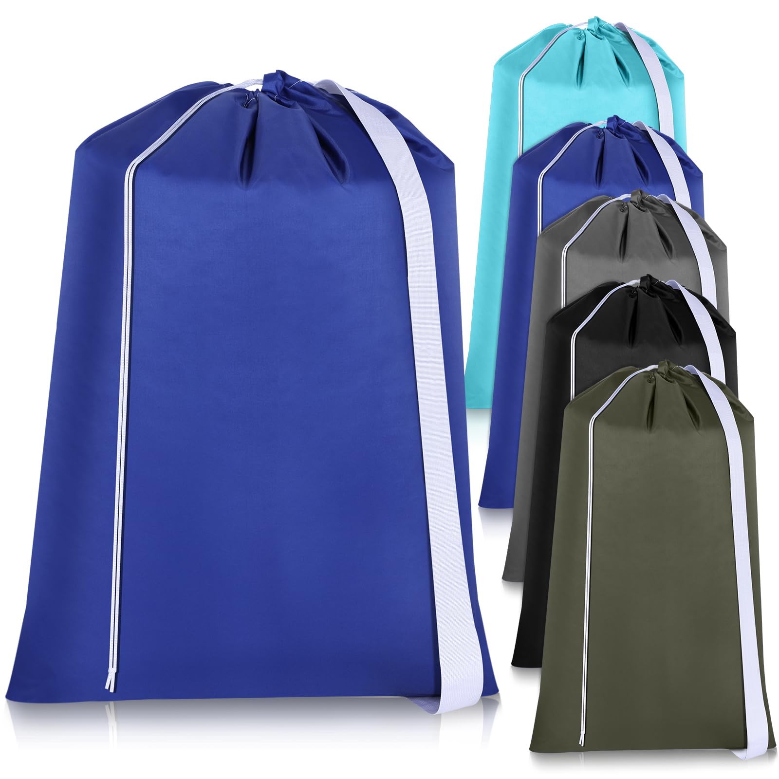 Photo 1 of SilTriangle 10 Pcs Nylon Extra Large Laundry Bag with Strap Travel Laundry Bags with Drawstring Closure Portable Cloth Bag for College Dorm Apartment Dwellers(Dark Color,28 x 40 Inch)