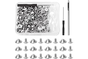 Tanstic Lot de 100 pointes coniques argentées (202 pièces) - 10 x 4,7 mm - Pointes et clous en métal - Avec outils d'installa