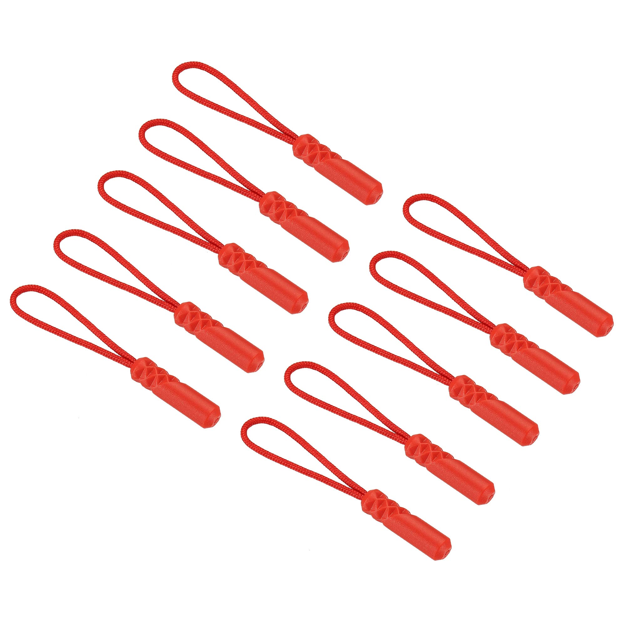 PATIKIL Zipper Pulls Extension Handle Cord, 20 Pack Finger Use Plastic Cylindrical Head Tab Tag Extender for Luggage Backpacks, Red