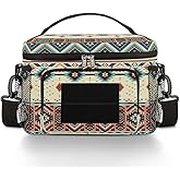 Boho Aztec Insulated Lunch Bag for Men Women Adult, Southwestern Native American Tactical Lunch Box with Adjustable Shoulder Strap, Leakproof Lunch Cooler Tote Bag for Work Office Travel Camping