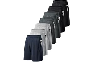 TVKSOM 7 Pack Mens Athletic Shorts with Pockets and Elastic Waistband Quick Dry Basketball Shorts Men for Running Casual