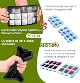 Sinnsally Silicone Ice Cube Trays 15-Row 3 Pack with Lids Large 1.4in view 4