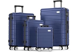 BEOW Luggage Sets 4 Piece Hardside Expandable Luggage Set Clearance Suitcase Sets with Wheels TSA Lock 16''20''24''28''(Deep Blue)