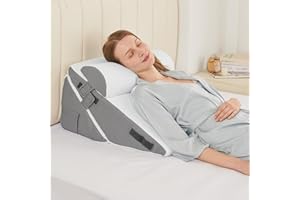 Sasttie Wedge Pillows for Adult, 2PCS Adjustable Bed Wedge Pillow for Post Surgery, Triangle Pillow Headboard with Bolster Cu