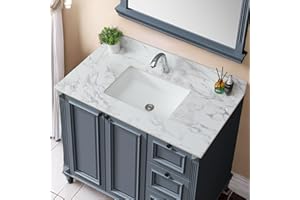 Runboll Bathroom Vanity Top, 43 Inch Sintered Stone Vanity Top with Undermount Rectangular Sink, 4" Backsplash, Pre-Drilled Faucet Single Hole, Vanity Sink Tops for Bathroom (Cabinet Not Included)
