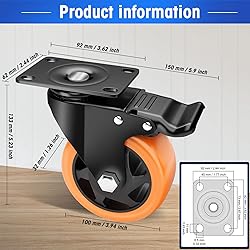 ASHGOOB 4" Caster Wheels Set of 4, Heavy Duty
