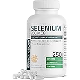 Bronson Selenium 200 mcg – Yeast Free Chelated Amino Acid Complex - Essential Trace Mineral with Superior Absorption, 250 Vegetarian Capsules