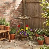 GardenKraft Bird Bath with Built-In Planter Bronze Clam Shell 66x39 cm view 3