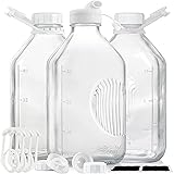 3 Pack 2 Qt Glass Milk Bottles with Handle and