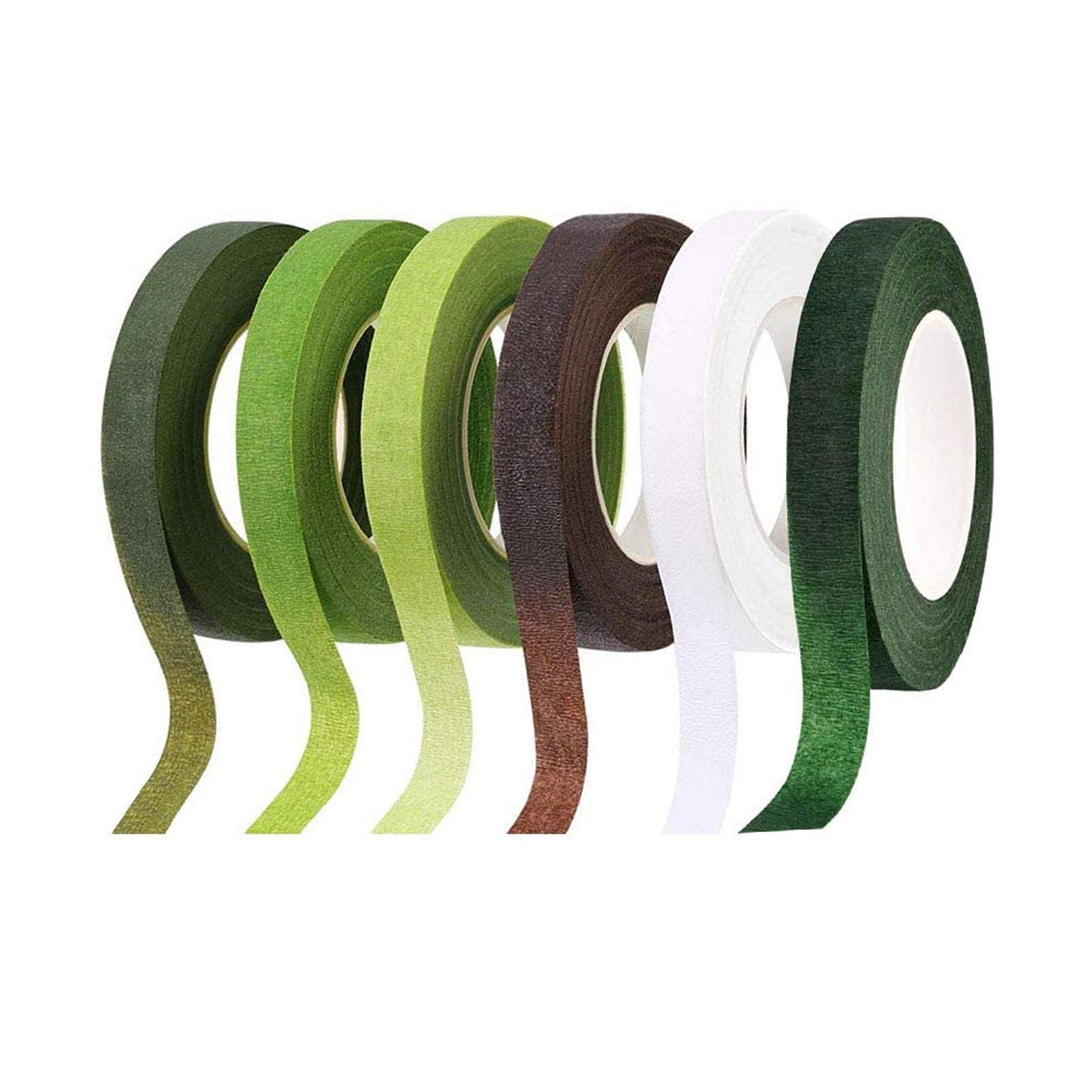 QincLing Florist Tape，6 Rolls Dark Green Floral Tape Flower Floral Bouquet Stem Wrap Tape 90 Feet/Roll (6 Pieces Multicolor)
