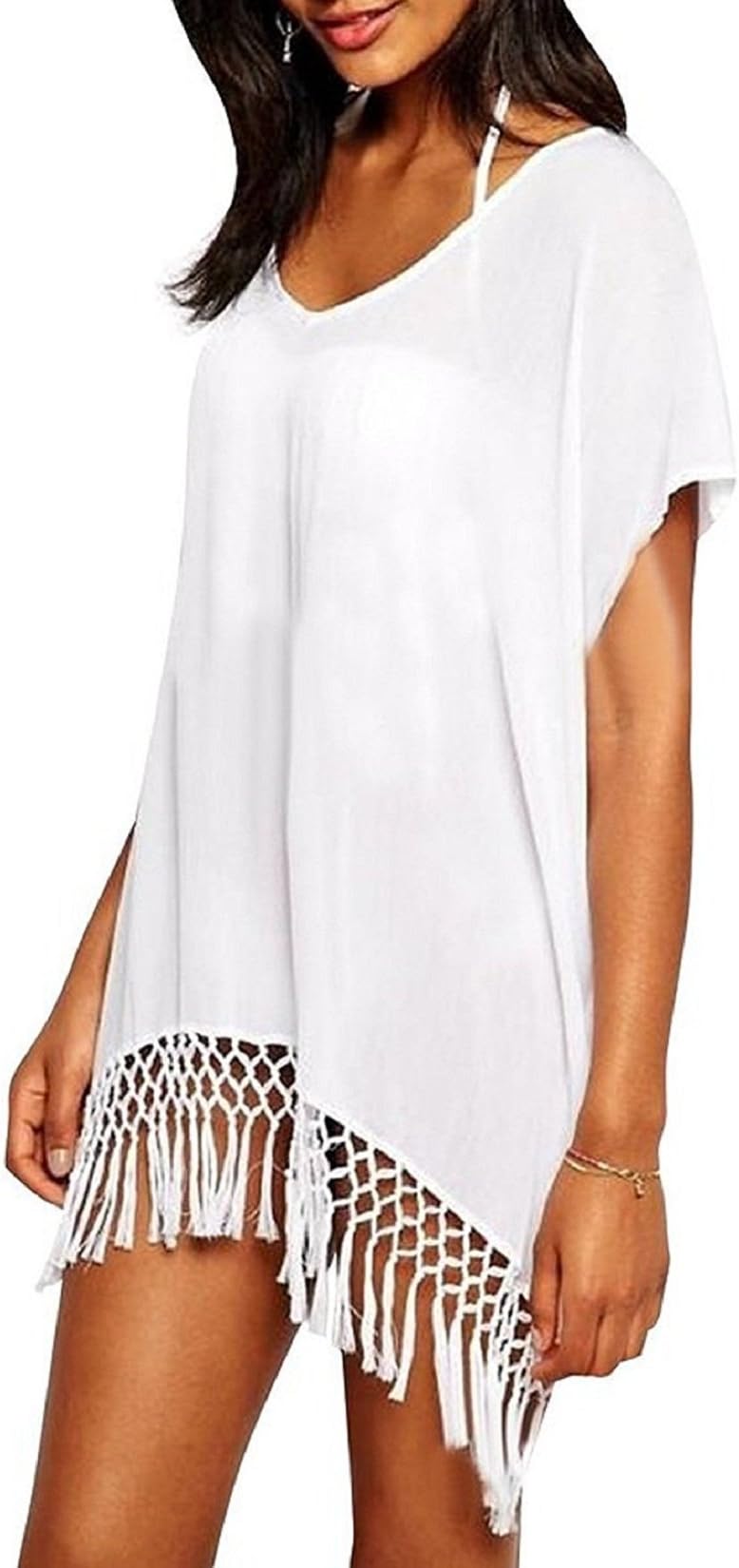UMIPUBO Women Beach Cover up Swimsuit Cover up Chiffon Bikini Dress Tassel Beachwear Cover Dress